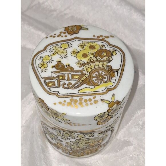 A Gold Imari Lidded Jar Vintage Hand Painted Trinket Box Japanese Porcelain - Picture 2 of 13